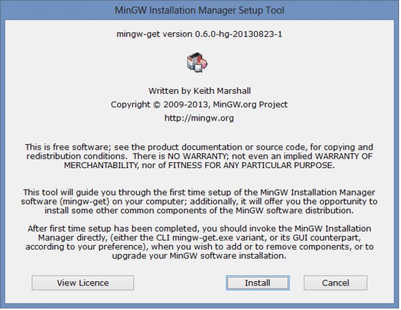 Installed licenses. MINGW. MINGW installation Manager как пользоваться.