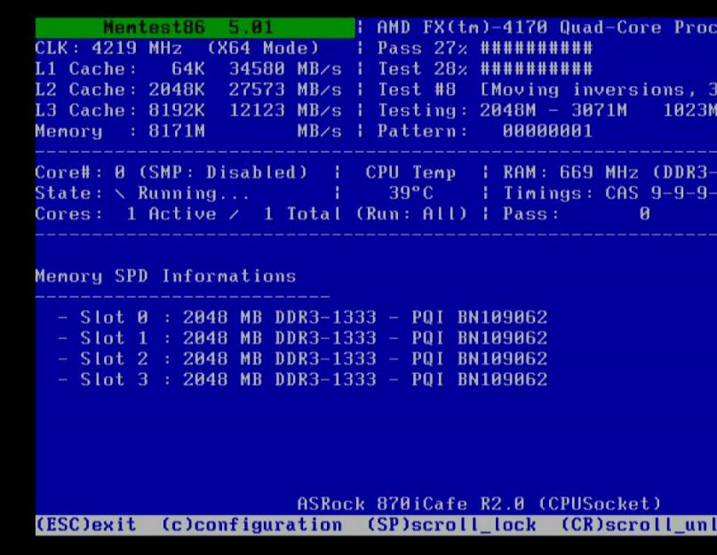 Что означают результаты memtest86 v 4.20. Как проверить оперативную память программой Memtest86