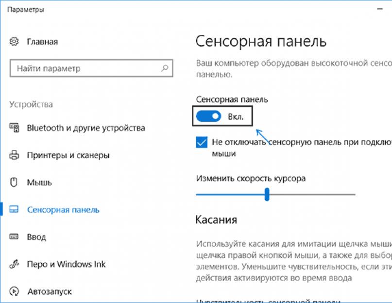 Как включить сенсорную панель на ноутбуке. Тачпад на ноутбуке – включение и отключение панели