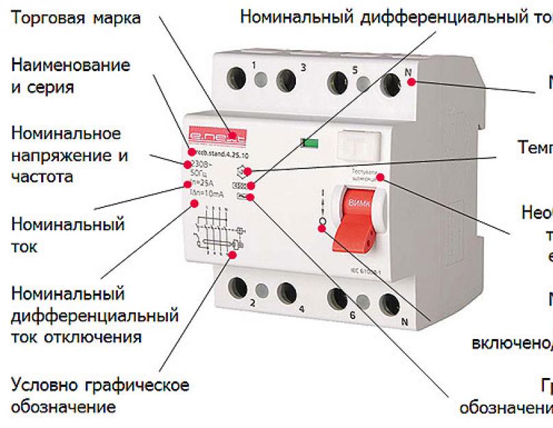 Условное обозначение узо на схеме. Схема включения УЗО, обозначение УЗО на схеме, схема подключения однофазного и трехфазного УЗО