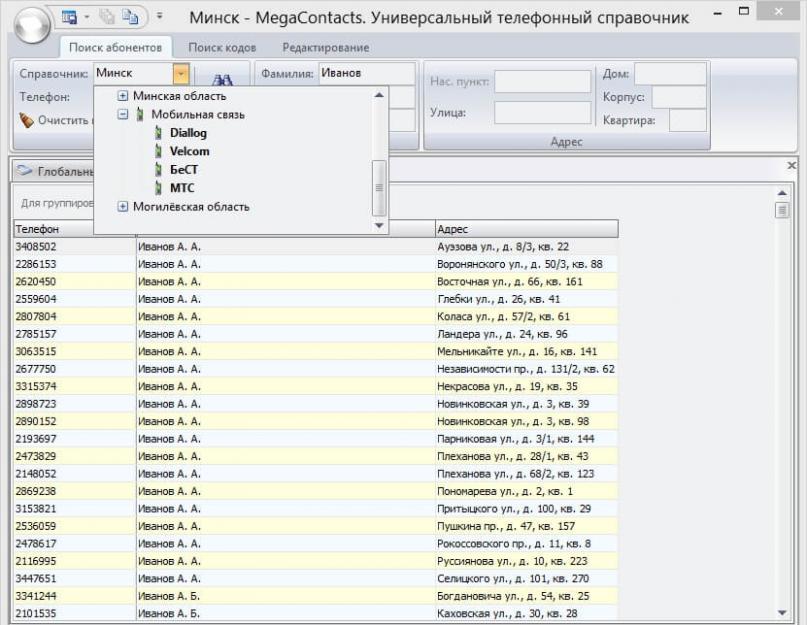 Мобильные номера мтс справочник беларуси онлайн. База данных мтс