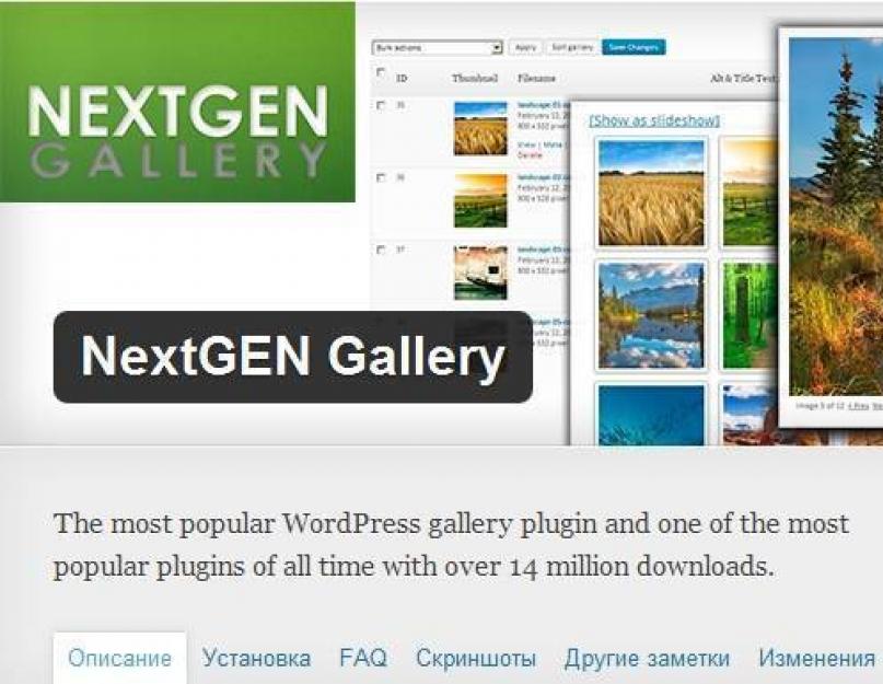 Галерея изображений wordpress