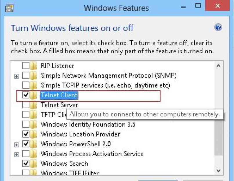 Что такое Telnet и как пользоваться утилитой. Что такое Telnet и как пользоваться утилитой Как открыть телнет на виндовс 8